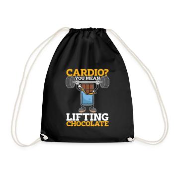 Chocolate Chocolate Funny Cardio Quote - Drawstring Bag - black - Front