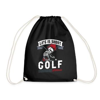 Golf Golfer Golfen - Turnbeutel - Schwarz - Vorne