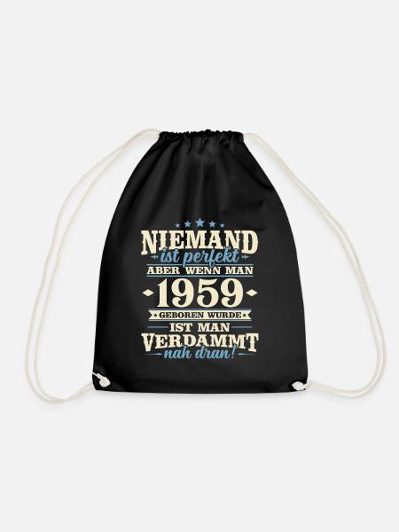 Jahrgang 1959 geboren Geburtstag Geburtstagsspruch - Turnbeutel - Schwarz