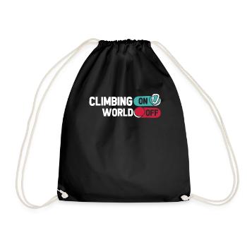 Climbing Climber Climbing On World Off - Drawstring Bag - black - Front
