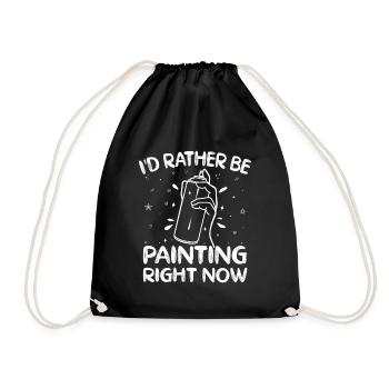 Funny Art Painter I'd Rather Be Painting Drawing - Drawstring Bag - black - Front
