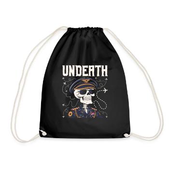 Airplane Pilot Skeleton Undeath - Drawstring Bag - black - Front