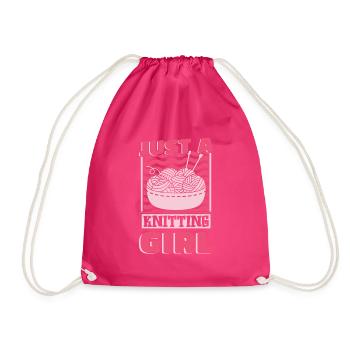Stricken Just A Knitting Girl - Drawstring Bag - fuchsia - Front