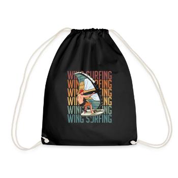 Wing Surf Wing Foil - Drawstring Bag - black - Front