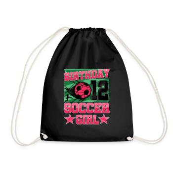 12th birthday Girl Soccer 12 Years Old Gifts - Drawstring Bag - black - Front