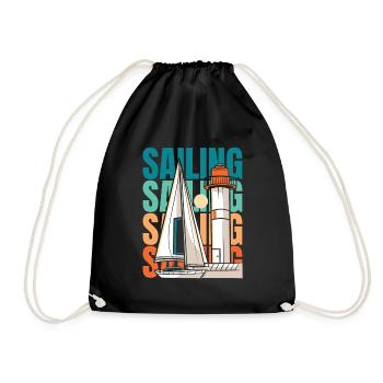 Sailing Sailor Sailboat - Drawstring Bag - black - Front