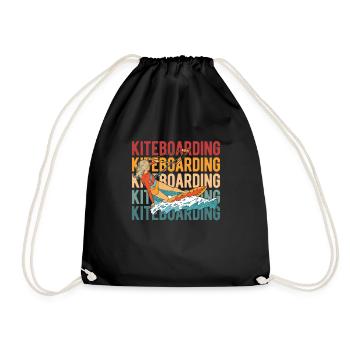 Kitesurfer Kitesurfing Kiting Kitesurfing - Drawstring Bag - black - Front