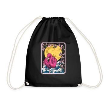 Flamingo Japan Cherry Blossom Moon - Turnbeutel - Schwarz - Vorne