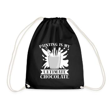 Funny Art Painter Painting Is Ultimate Chocolate - Drawstring Bag - black - Front