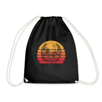poule poule fleurs sauvages lune florale - Sac de sport léger - noir - Devant