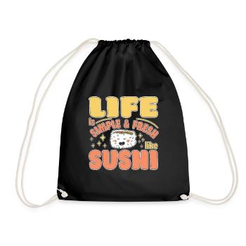 Japanese Food Lover LIfe Is Simple Like Sushi - Drawstring Bag - black - Front