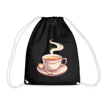 Tee im klassischer Teetasse retro - Turnbeutel - Schwarz - Vorne