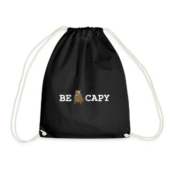 Be Capy Capybara Saying - Drawstring Bag - black - Front