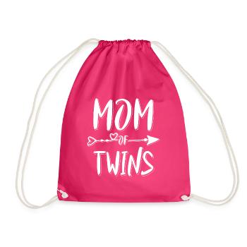 Gift Pregnant woman Pregnant twins - Drawstring Bag - fuchsia - Front