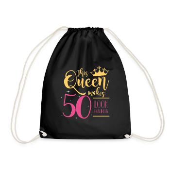This Queen Makes 50 Look Fabulous T-Shirt 1970 - Drawstring Bag - black - Front