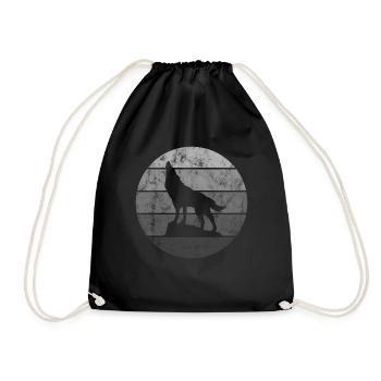 Wolf Bild Wolfhund Wölfe im Schafspelz Geschenk - Turnbeutel - Schwarz - Vorne