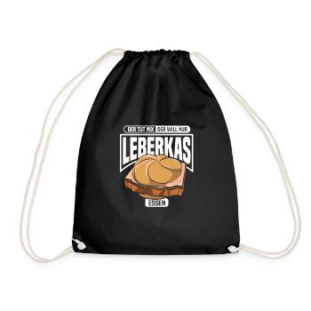 Leberkäse Leberkas Leberkäs Fleischkäse Semmel - Turnbeutel - Schwarz - Vorne