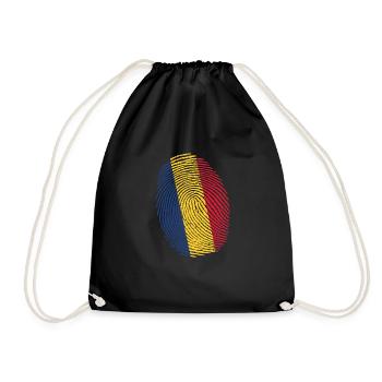 Romania Romanian fingerprint Romanian flag - Drawstring Bag - black - Front