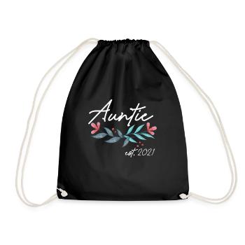 Auntie Est. Cadeau de chemise de tante enceinte 2021 - Sac de sport léger - noir - Devant