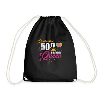 Quarantine 50th Birthday Queen T-Shirt 1971 - Drawstring Bag - black - Front