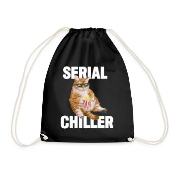 Faule Katze lustig - Serien-Chiller - Turnbeutel - Schwarz - Vorne