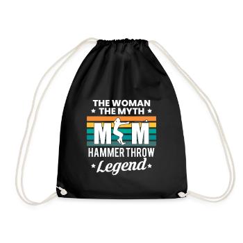 Mom The Woman The Myth Hammer Throw Legend - Turnbeutel - Schwarz - Vorne