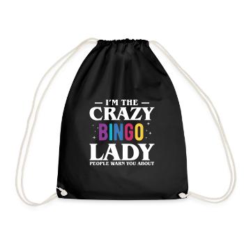 I Am The Crazy Bingo Lady Shirt Gift - Drawstring Bag - black - Front