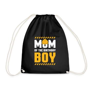 Mom Of The Birthday Boy Shirt Gift - Drawstring Bag - black - Front