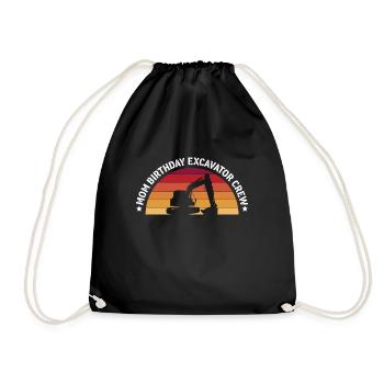 Mom Birthday Excavator Crew Shirt Gift - Drawstring Bag - black - Front