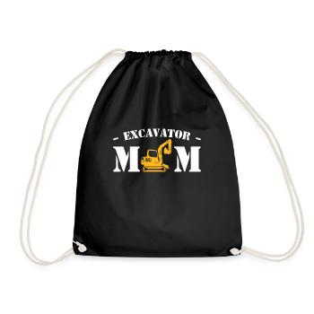 Excavator Mom Construction Worker Gift Shirt - Drawstring Bag - black - Front