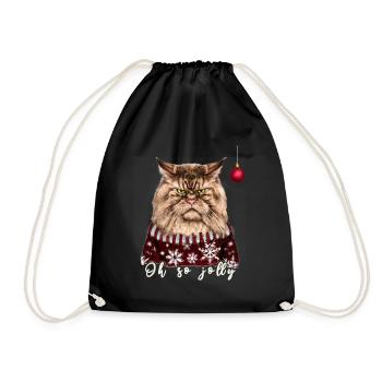 Grumpy Maine Coon Christmas Cat - Charity - Drawstring Bag - black - Front
