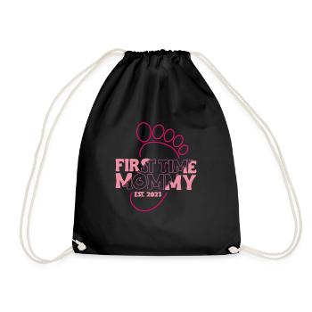 First Time Mommy Est. 2023 Shirt Gift - Drawstring Bag - black - Front