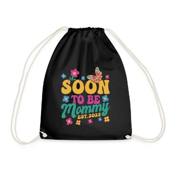 Soon To Be Mommy Est. 2023 Shirt Geschenk - Turnbeutel - Schwarz - Vorne