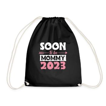 Soon To Be Mommy 2023 Shirt Geschenk - Turnbeutel - Schwarz - Vorne