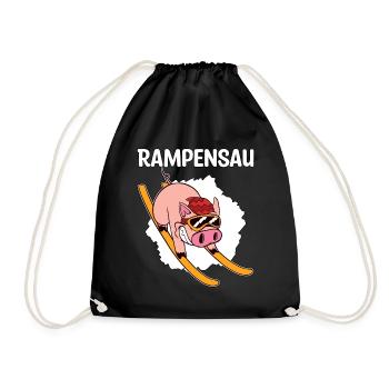 Rampensau Ski Schwein Winterurlaub Geschenk - Turnbeutel - Schwarz - Vorne