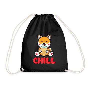 Cool Shiba Inu Dog Retro Summer Design Chill - Drawstring Bag - black - Front
