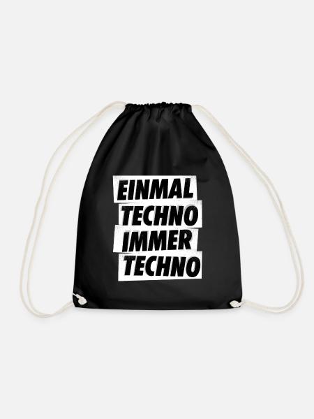 EINMAL TECHNO IMMER TECHNO - Turnbeutel - Schwarz