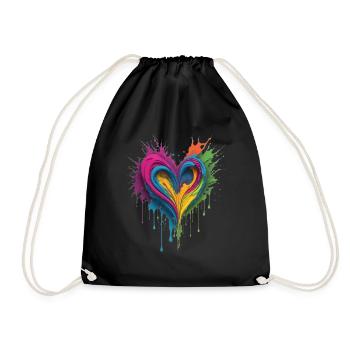 Cœur de peinture liquide - Sac de sport léger - noir - Devant