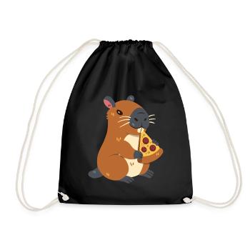 Capybara à la pizza - Sac de sport léger - noir - Devant