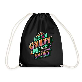 Grandpa is a baker, our grandpa likes to bake - Drawstring Bag - black - Front