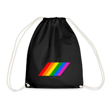Schräge Regenbogenfahne - Turnbeutel - Schwarz - Vorne