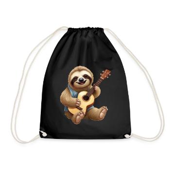 Sloth guitarist: acoustic melodies in slow motion - Drawstring Bag - black - Front