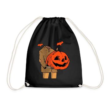 Scary Spooky Jack O Laterne Gesicht Kürbis Männer Jungen - Turnbeutel - Schwarz - Vorne