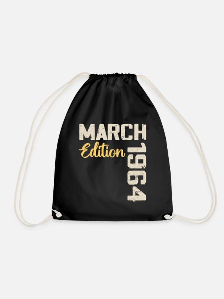 March 1964 Birthday Gift March 1964 - Drawstring Bag - black