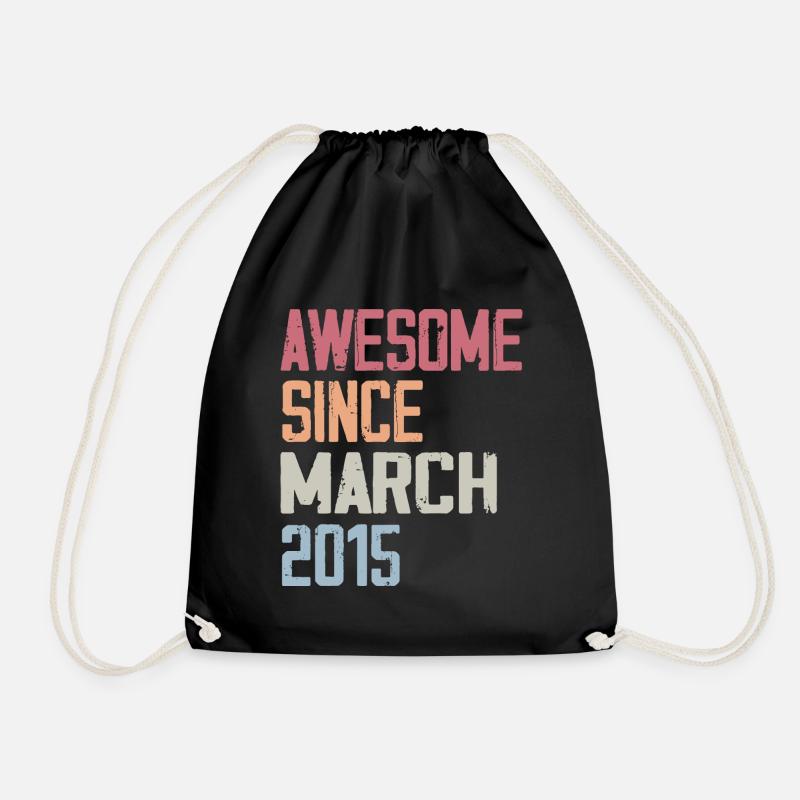 2015 März Geburt Geburtstag März 2015 Geschenk - Turnbeutel - Schwarz