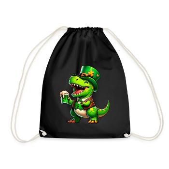 Chemise de fête amusante T-Rex Beer de la Saint-Patrick - Sac de sport léger - noir - Devant