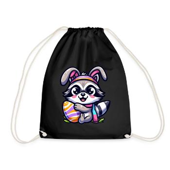 Dessin animé de déguisement d’oeuf de raton laveur de Pâques - Sac de sport léger - noir - Devant