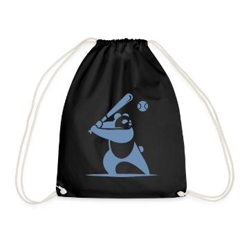 Minimalistische Panda-Baseball-Silhouette - Turnbeutel - Schwarz - Vorne