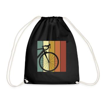 Road bike Gravelbike cycling bike courier gift - Drawstring Bag - black - Front