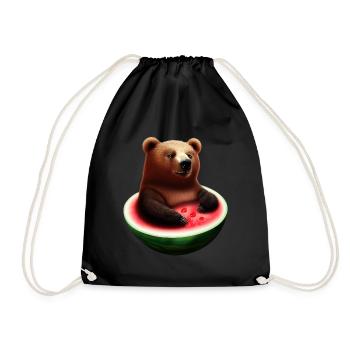 Bear in a watermelon - Drawstring Bag - black - Front